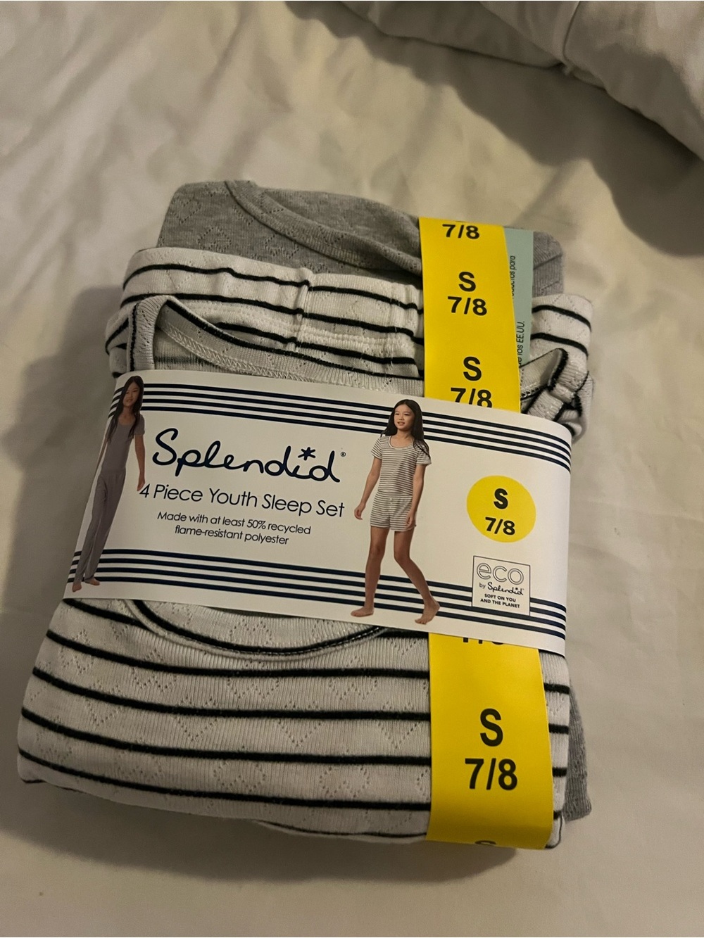 Splendid Striped Youth Pajama Set - Gray & White